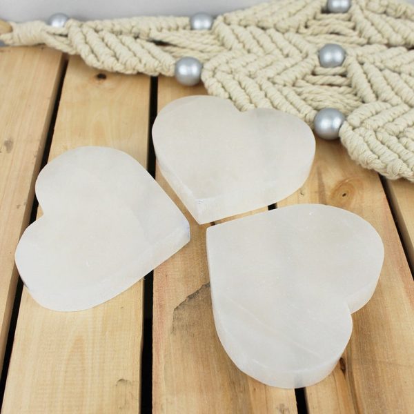 Selenite White Heart Plates