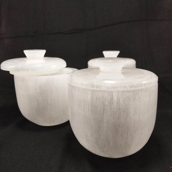 Selenite Jar Box with Lid – Round Shape - Image 2